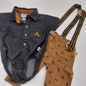 Dapper Dude 2 Piece Suspender Baby Boy 3-6M Outfit Set Lobster 🦞 Handsome‎